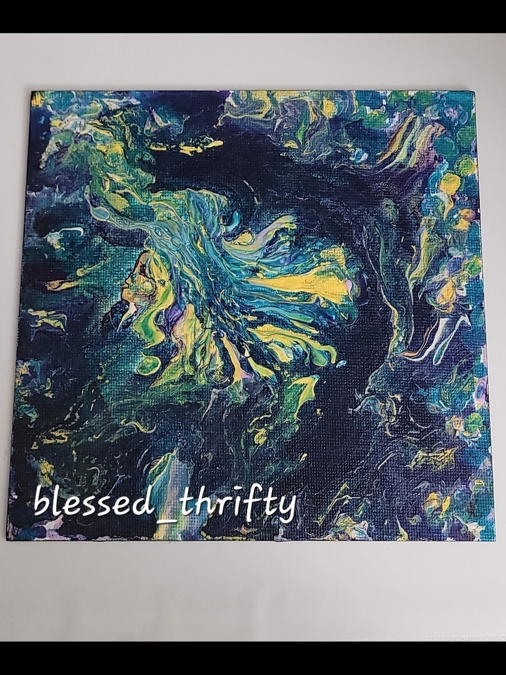 Abstract Fluid Art Painting in Blue and Yellow